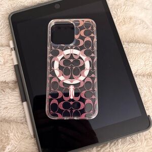 Coach Sparkly Pink iPhone 15 Pro Max Case